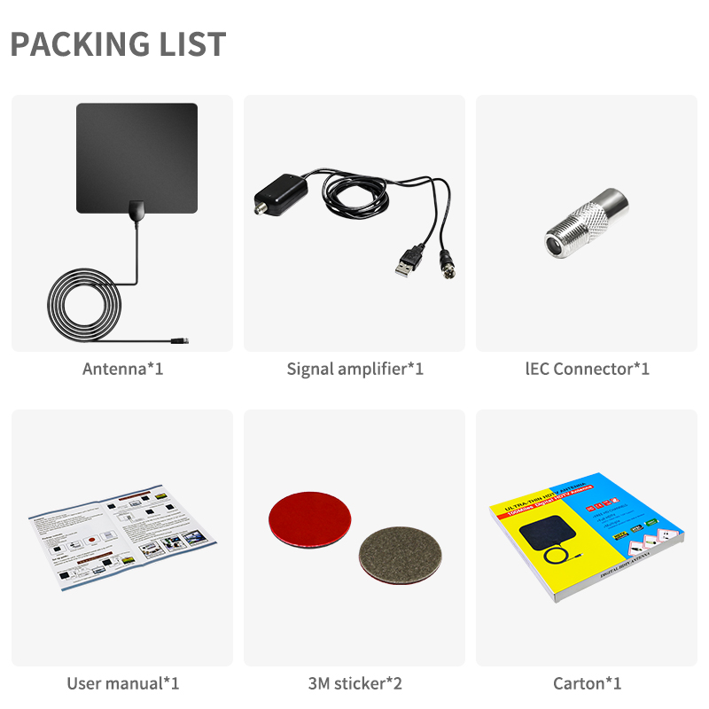 Free Channels Paste Mounting Portable Satellite Amplifier for rv Range Indoor TV Antenna