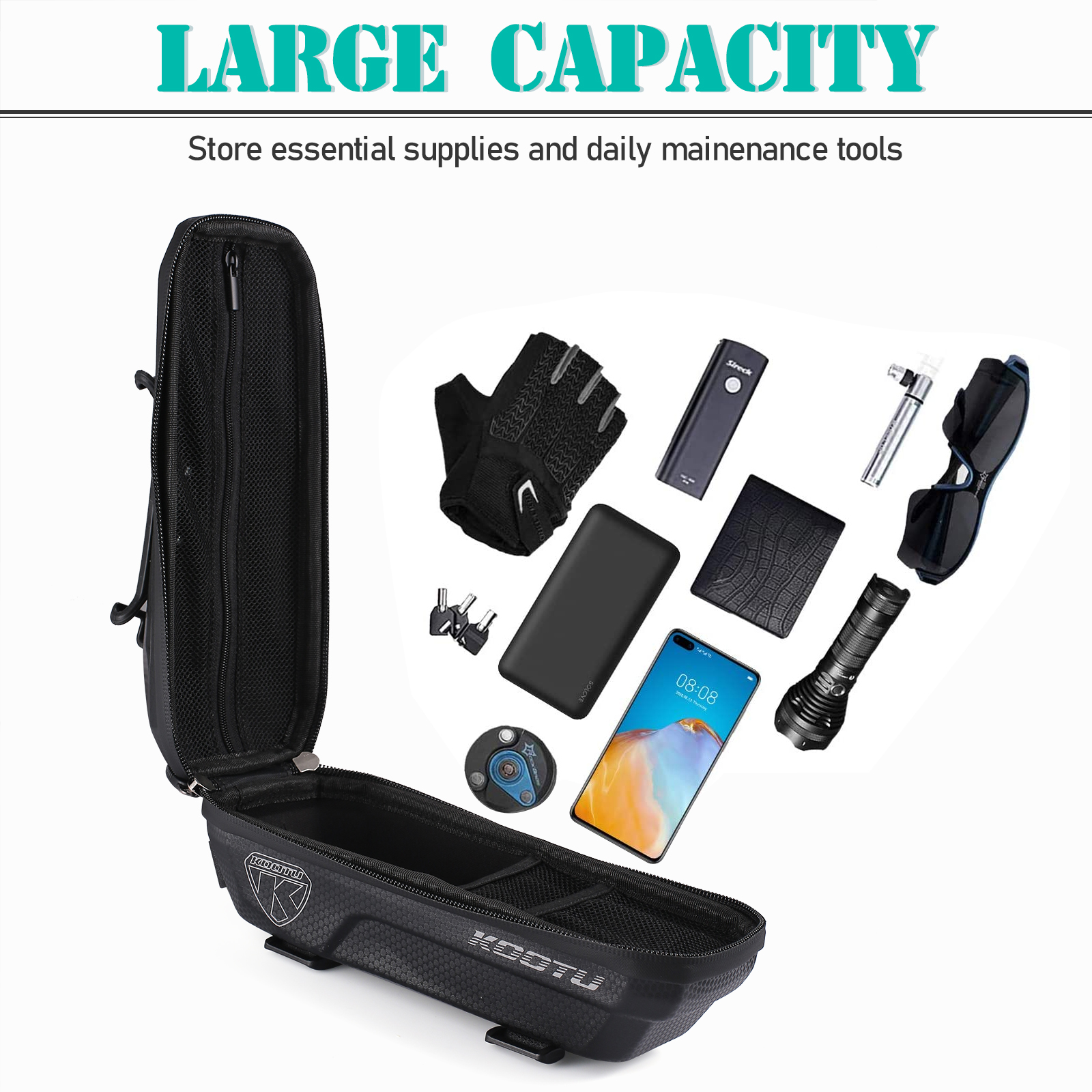 KOOTU Bike And Cycle Accessories , Rainproof Bicycle Top Tube Bag CE Certification