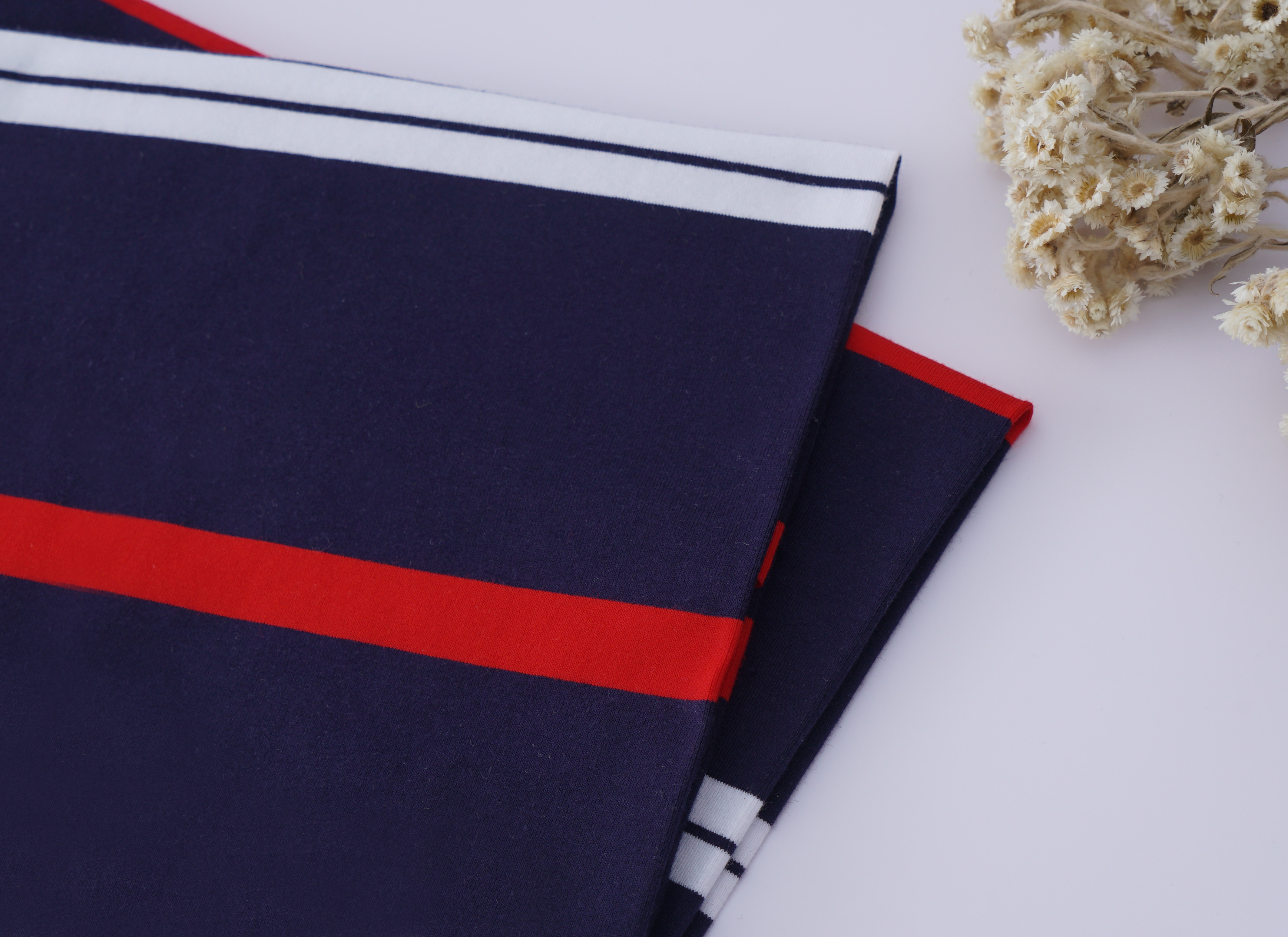 Wear-Resistant And Breathable Crisp Cotton ​Striped Material Fabric For Polo Shirt