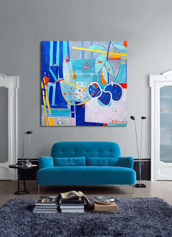 Abstract Still Life Oil Painting , Contemporary Fruit Oil Painting For Home Decoration
