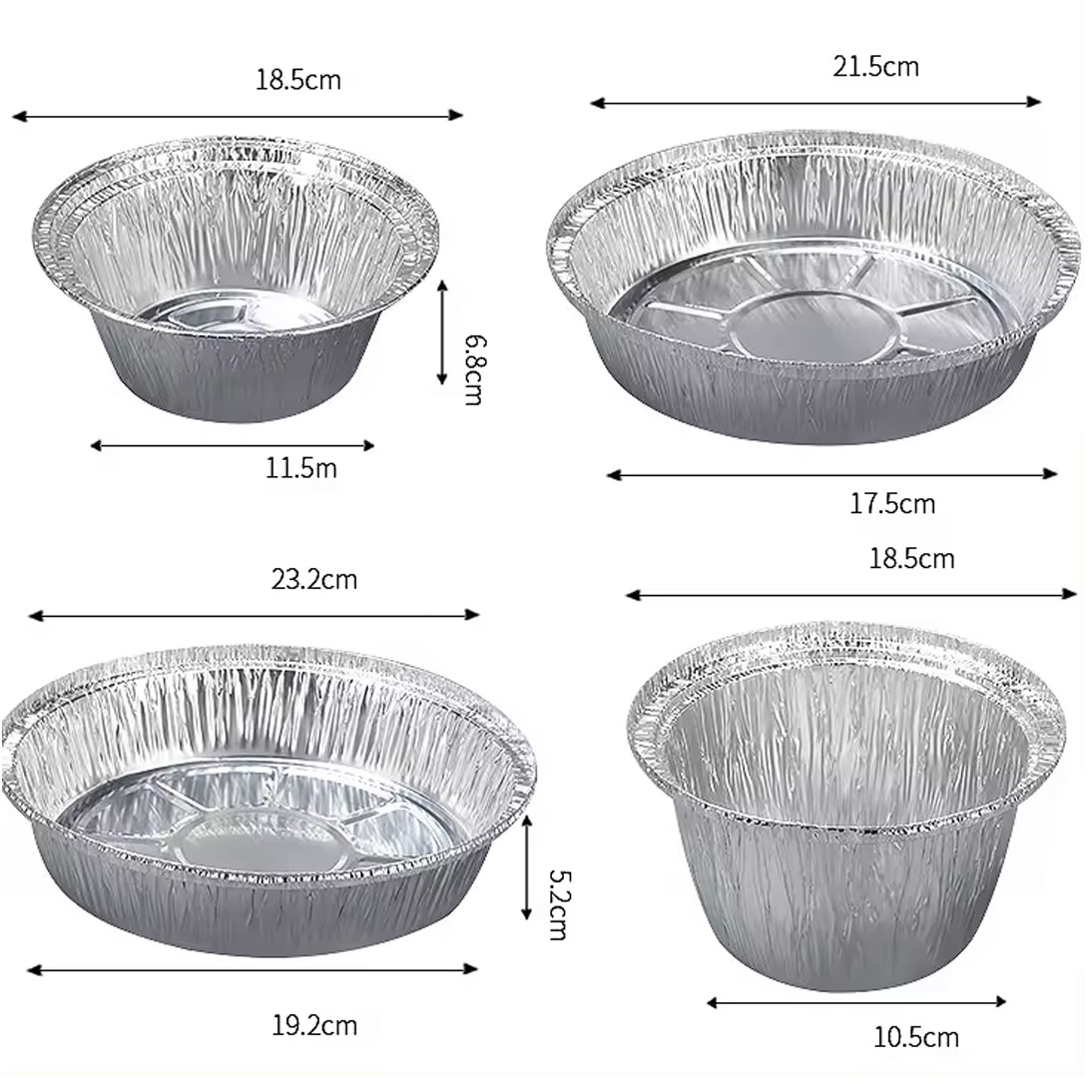 10 Inch Round Foil Pans Disposable Aluminum 2L Big Round Foil Tray