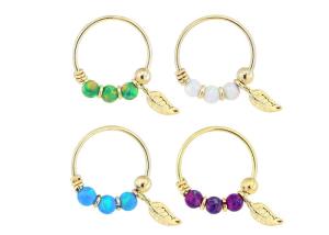 Quality Thickness 0.6mm 18K Gold Nose Piercing with 2mm Round Stone wholesale