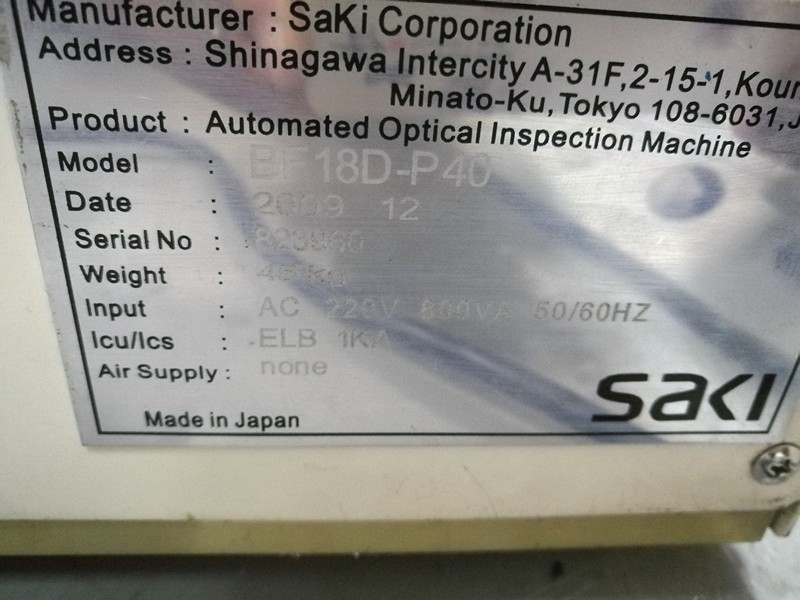 800W SMT Placement Machine SAKI BF-18D-P40 AOI Inspection Systems