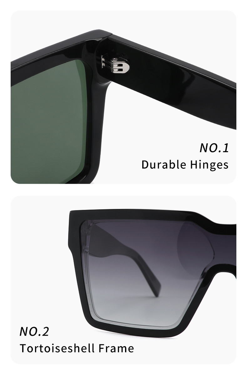 Big Square Acetate Sunglasses Block UV , 145mm Rectangular Frame Sunglasses