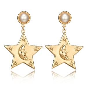 Quality Personality Exaggerated Star Moon Pearl Stud Earring For Woman wholesale