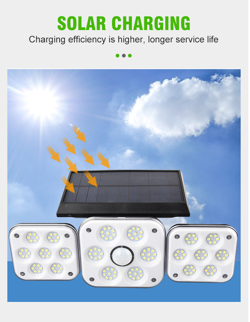 Warm White 3500K 138COB Solar Motion Sensor Wall Light For Street
