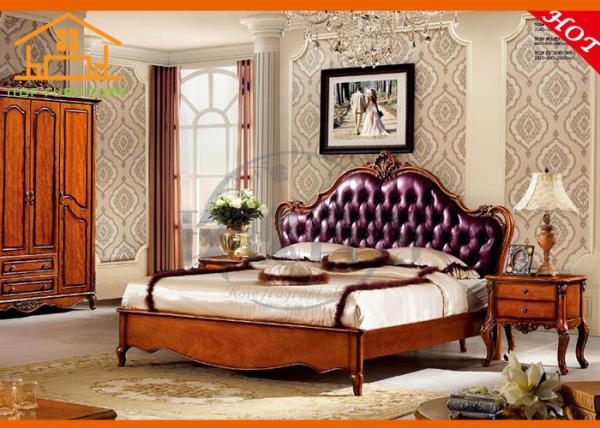 Luxury French Rococo Style Wood Carved Marquetry Canopy Bed antique Solid Wood