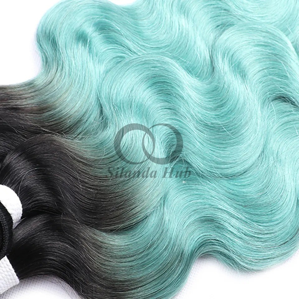 #T1B/Green Body Wave Remy Human Hair Bundles Sew In Weave Bundles Brazilian Bundle Deals