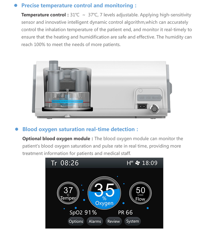 HFNC series hospital high flow nasal cannula oxygen therapy medical device high flow heated respiratory humidifier
