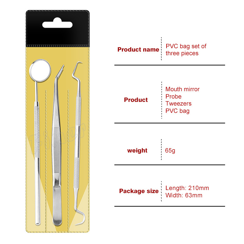 3pcs Stainless Steel Orthodontic Dental Instruments Mouth Mirror Dental Tools
