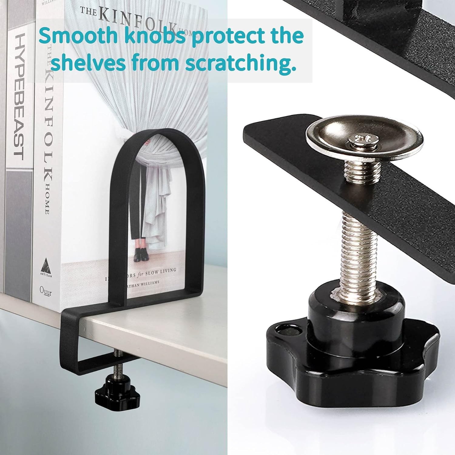 White Heavy-Duty Bookends Shelf Holders for Customized Packing Non-Skid Supports