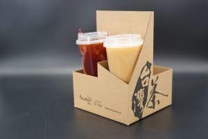 Quality 2/4 Cups Kraft / Cardboard Paper Coffee Cup Holder / Carrier Custom wholesale