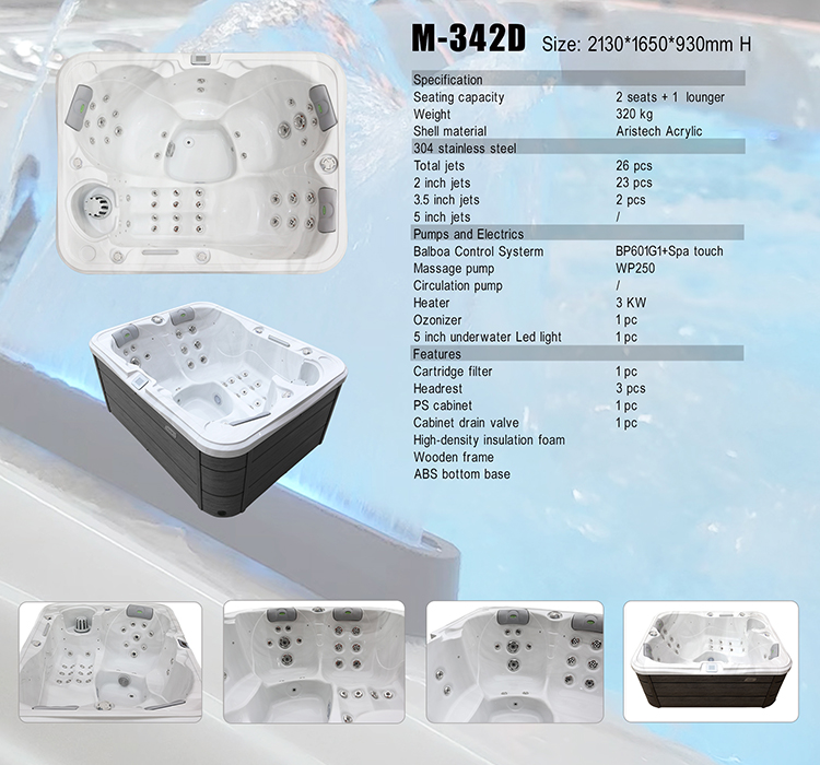 Factory Wholesale Acrylic Outdoor Indoor Massage Soaking Bathtub Hydro Hot Tub Spa Pool