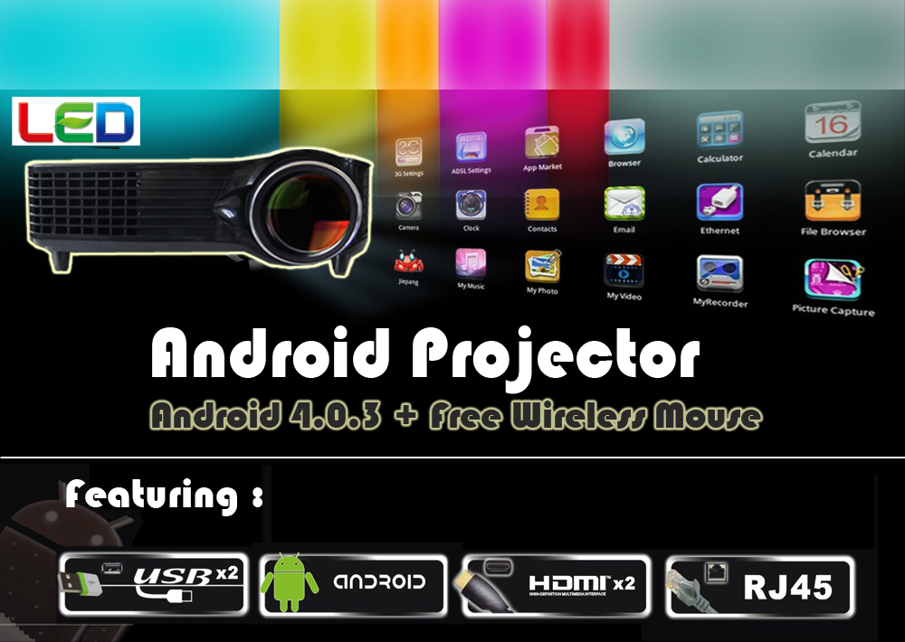 Full HD Video LED Projector Android/Wifi wireless HDMI USB for home theater 3D Cinema