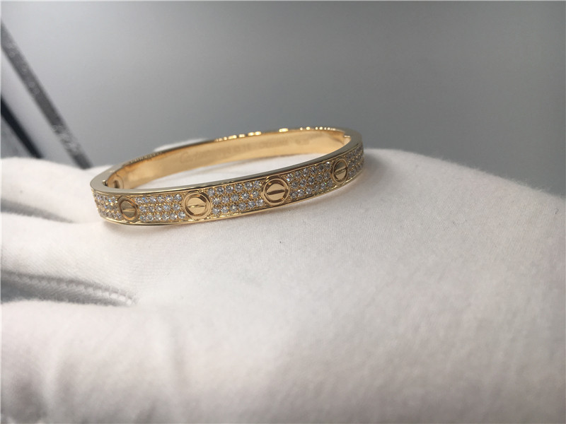 Diamond High End Custom Jewelry Love Bracelet 18K Yellow Gold