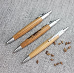 Quality Recycle Logo Wood Ball Pen with Metal Clip wholesale