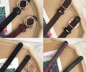 Quality 3cm Wide Women's Fashion Leather Belts Twisted Flower Shape Buckle Rose Gold Plating wholesale