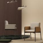 Black Brown Saddle Minimalist Leather Dining Chair Metal Frame Side Chair Modern