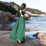 Chiffon style empire waist green maxi long one piece dresses modern lady casual