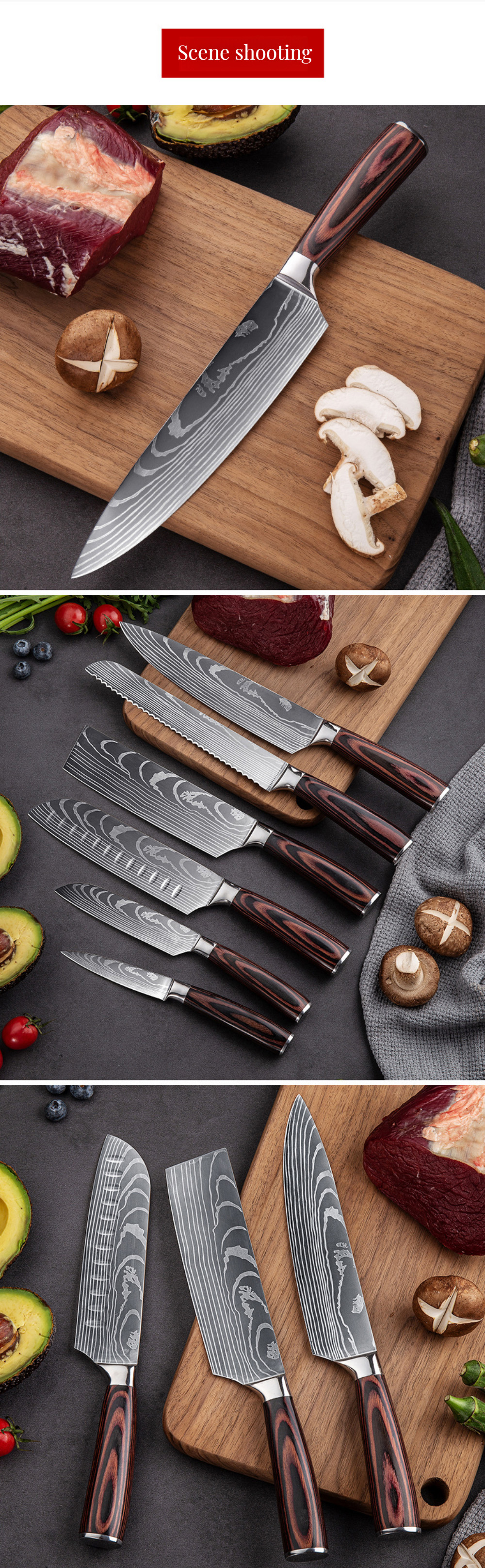 5 Inch Santoku Knife Set Stainless Steel Kitchen Chef Knife with Knife Cover Cooking