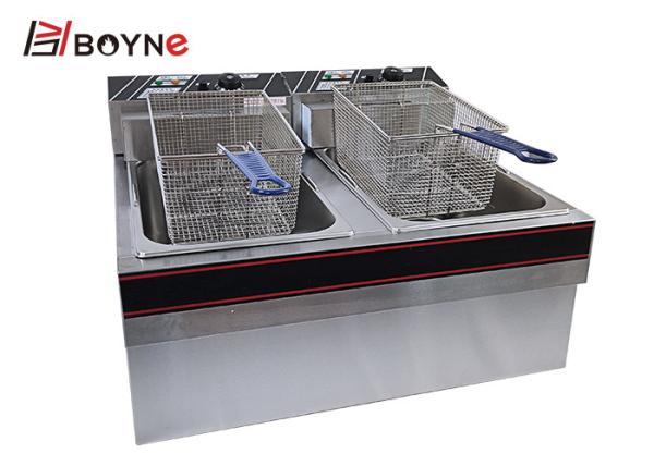 Hotel Commercial Kitchen Cooking Equipment Snack Food Double Tank Desk Top Fryer