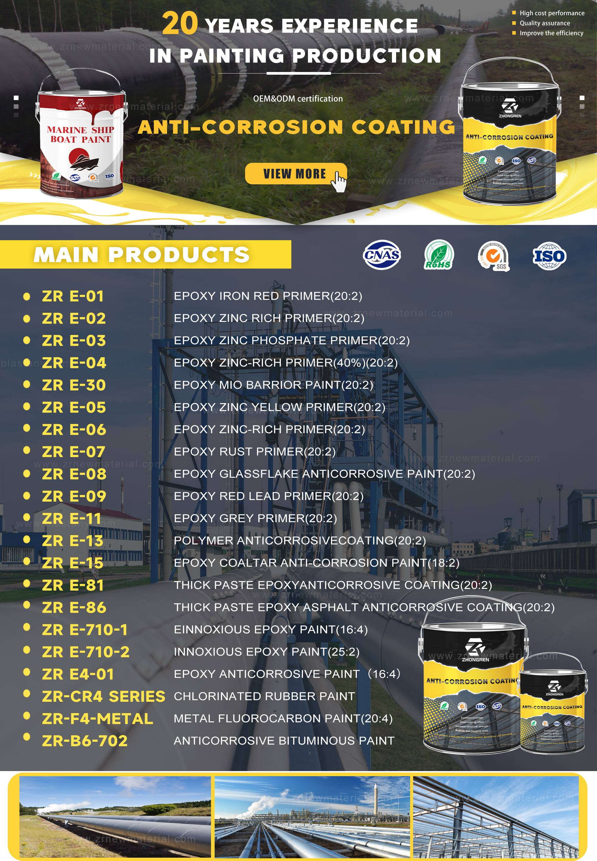 Customization Marine Epoxy Paint Antiseptic Zinc Rich Primer Paint