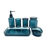 Vintage Glass Bathroom Accessories In teal Color painting Round Shape