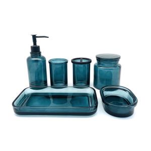 Quality Vintage Glass Bathroom Accessories In teal Color painting Round Shape wholesale