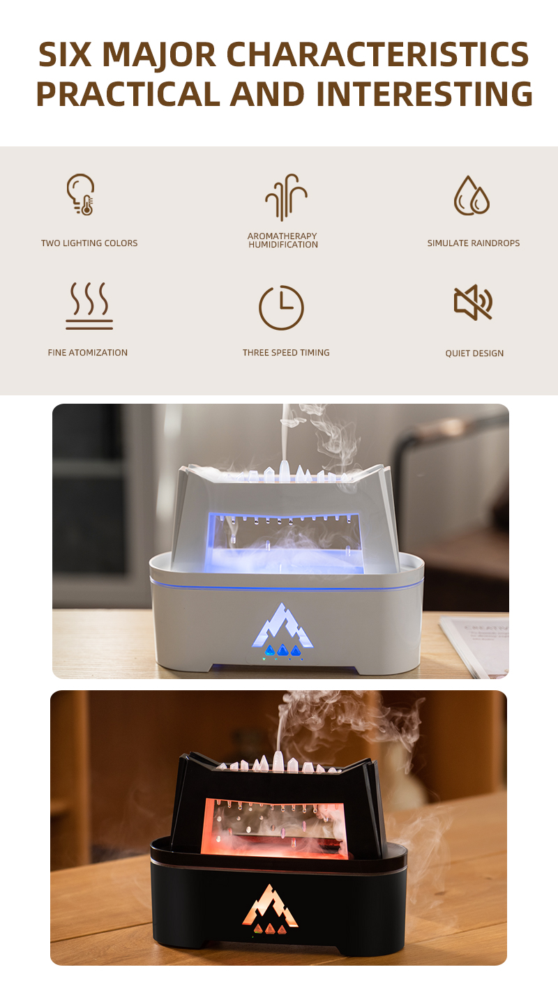 2023 Flame Volcano Air Humidifier Aroma Diffuser Christmas Promotion with Remote Control
