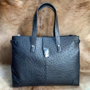 Quality Authentic Real Ostrich Skin Businessmen Travel Duffle Purse Large Shoulder Bag Genuine Leather Male Top-handle Handbag wholesale