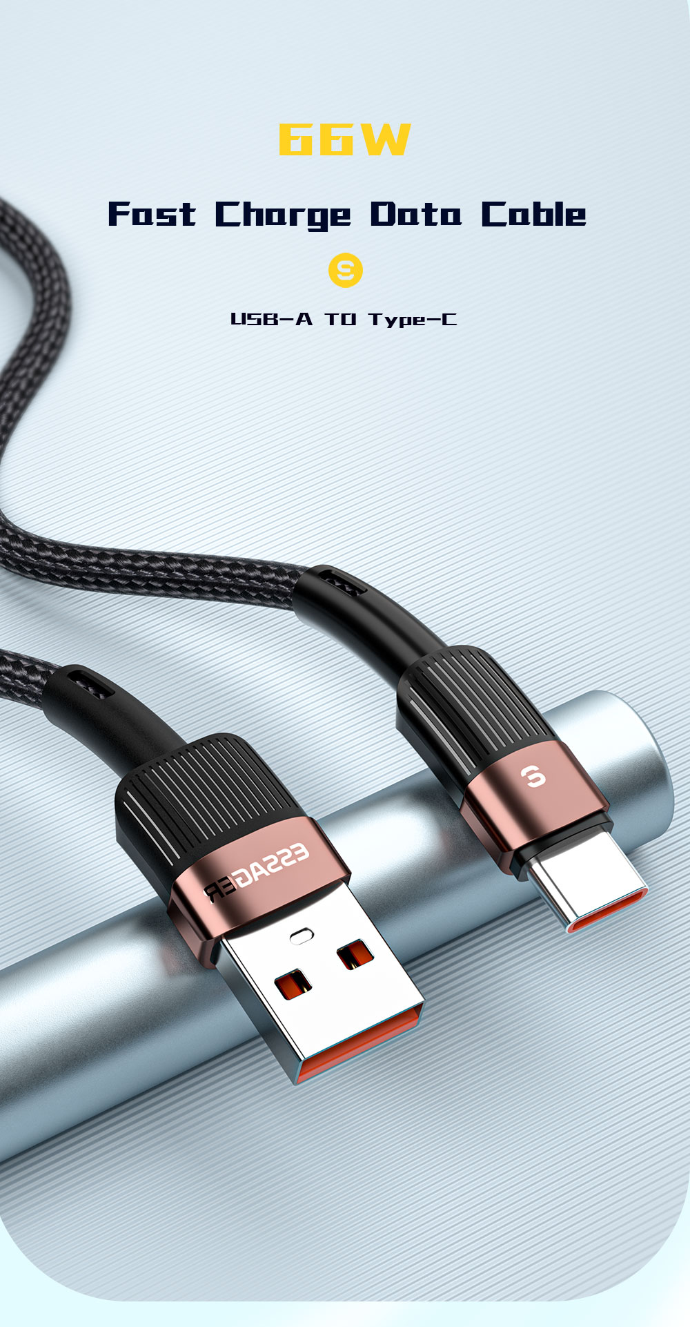 Fast Charging Type C USB Cable 6A USB C Data Cable 66W For Huawei P30 P40 Pro