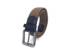 Brown Mens Leather Trimming Braided Stretch Belts Zinc Alloy Buckle
