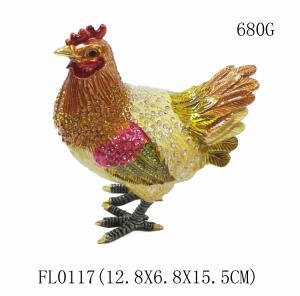 Quality Pewter alloy animal box metal jewelry boxes hen enameled trinket boxes wholesale