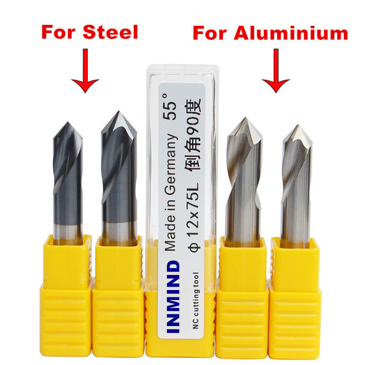 Dia 3 mm 90 Degree Chamfer End Mill , 50 mm Length Milling Machine Cutters
