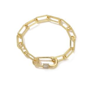 Quality Simplicity Charm 24k Gold Jewelry OEM Link Paperclip Chain Bracelet wholesale