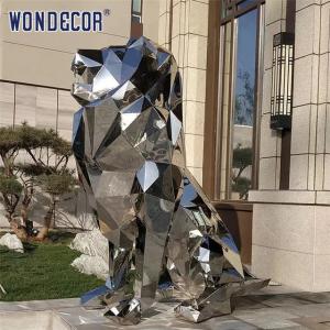 Quality Polygonal Forged Metal Sculpture Squatting Lion Shape Garden Decoration wholesale