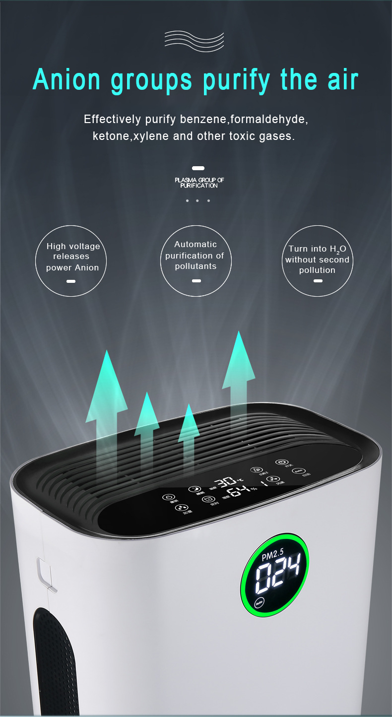 HOMEFISH 480M3/H Household Air Purifier UV Sterilization Coverage Area 50-100m2
