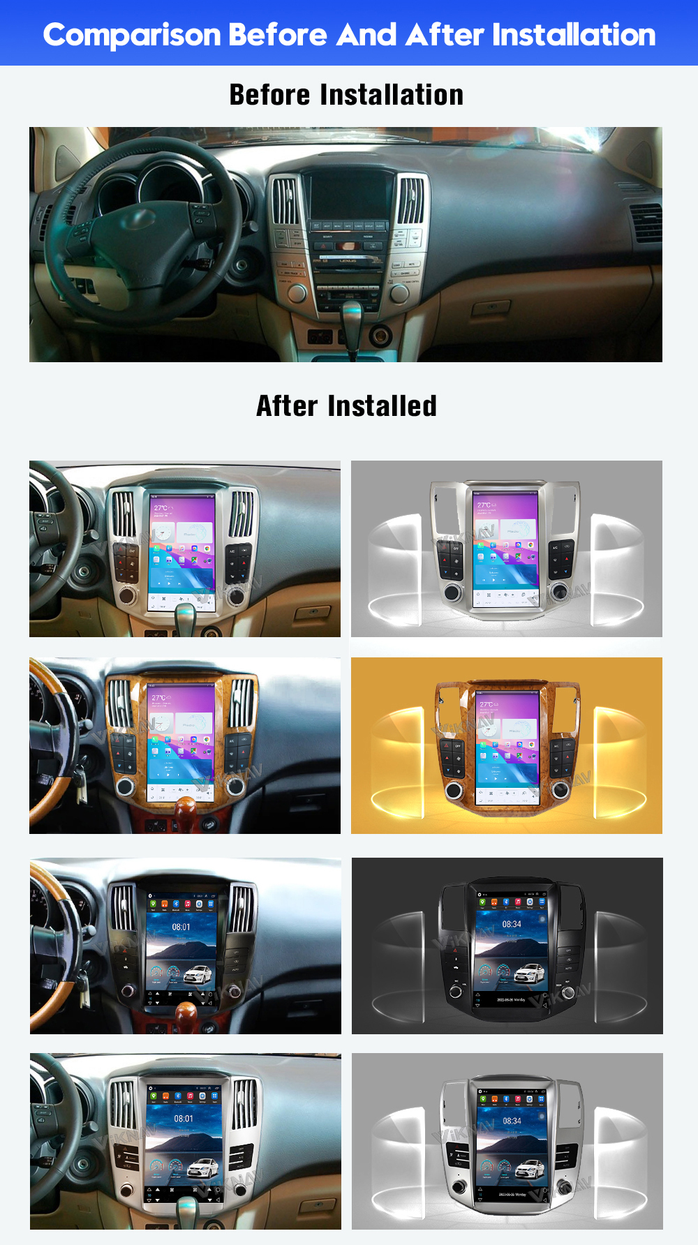 12.1 Inch Full Screen Android Car Radio For Lexus RX RX300 RX330 RX350 RX400H