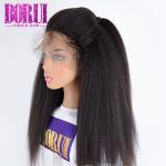 Brazilian Transparent Lace Frontal With Bundles , Cuticles Aligned Hair Kinky