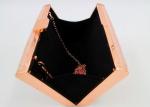 Elegant Quilted Metallic Clutch Bag , Faux Leather Rose Gold Chain Hand Clutch