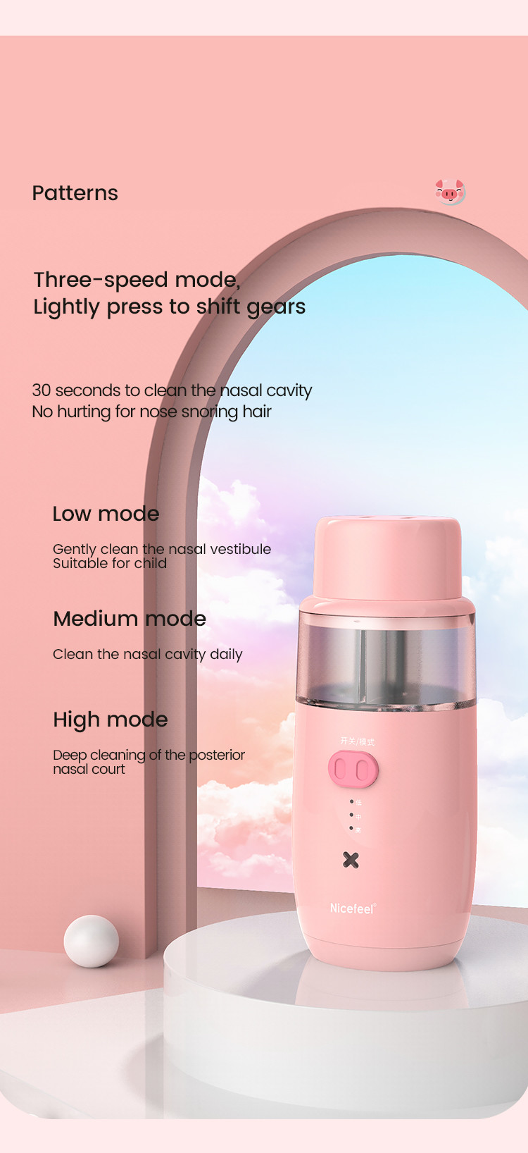 Type C Charging Electronic Nasal Aspirator IPX7 Waterproof For Baby