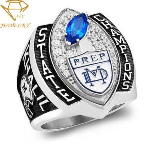 Quality Custom Sports Team Championship Rings Silver Football Champions Ring With Your LOGO&amp;TEXT wholesale