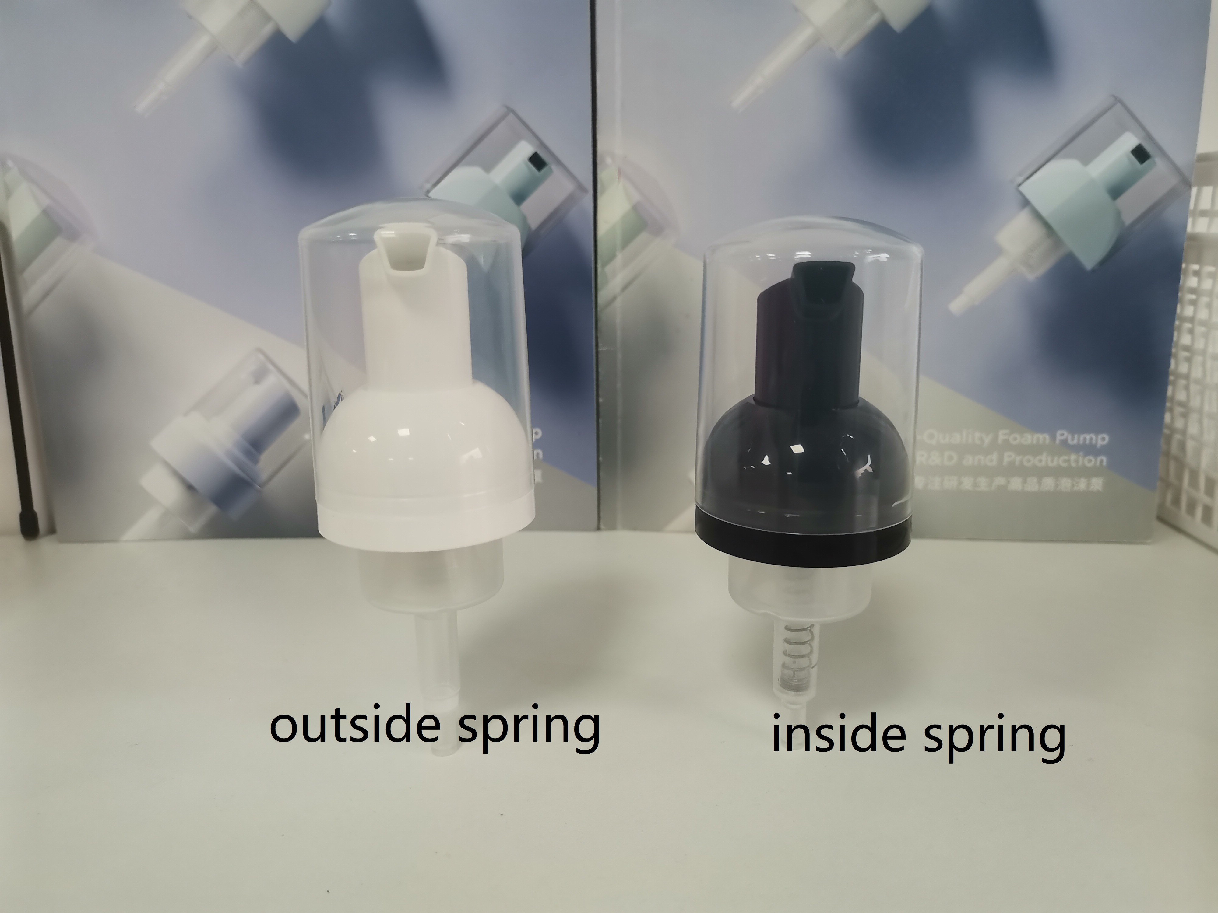 Custom Order Accepted Cosmetic Lotion Pump With 0.8-1.5CC Output Inside / Outside Spring Compared