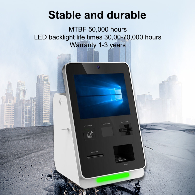 Black Color Self Service Payment Kiosk 15 Inch Display For Hotel Check In
