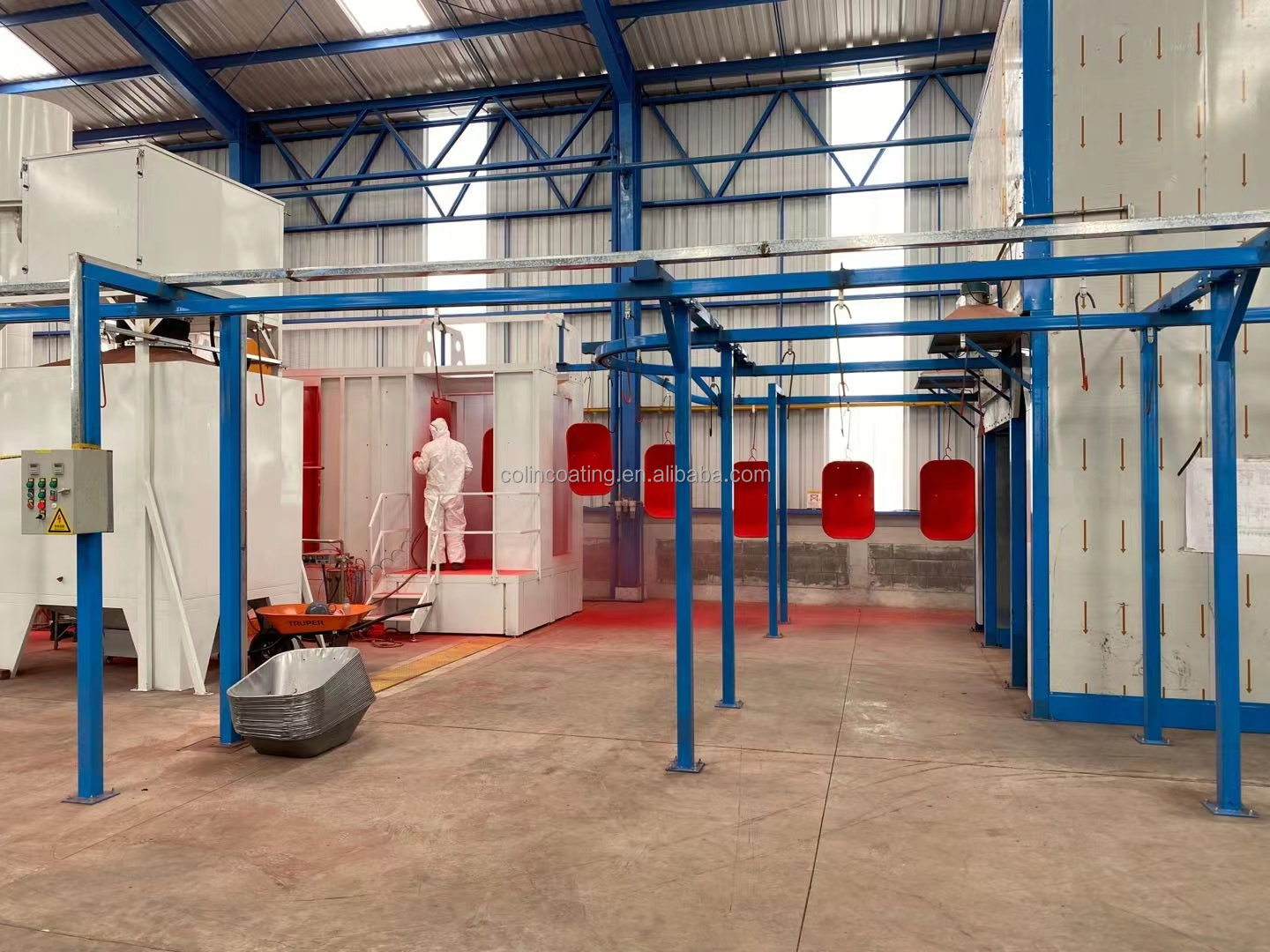 ISO 9001 Electrostatic Automated Powder Coating Line Gas Diesel Heating