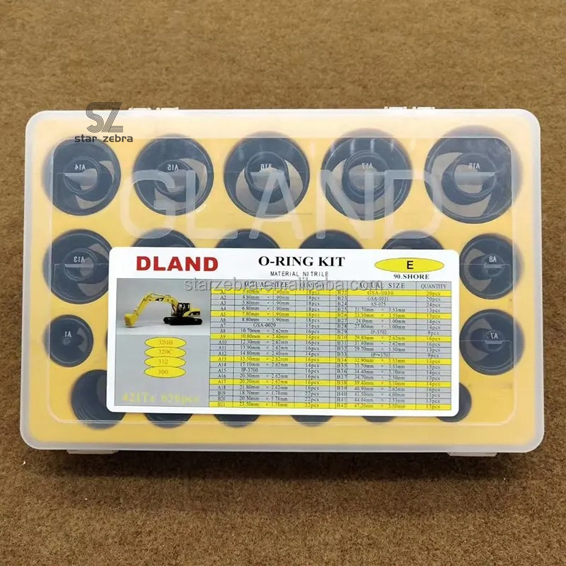 Retail and After Service Online support 656 PCS Rubber GIANT O Ring Kit Box For Excavator