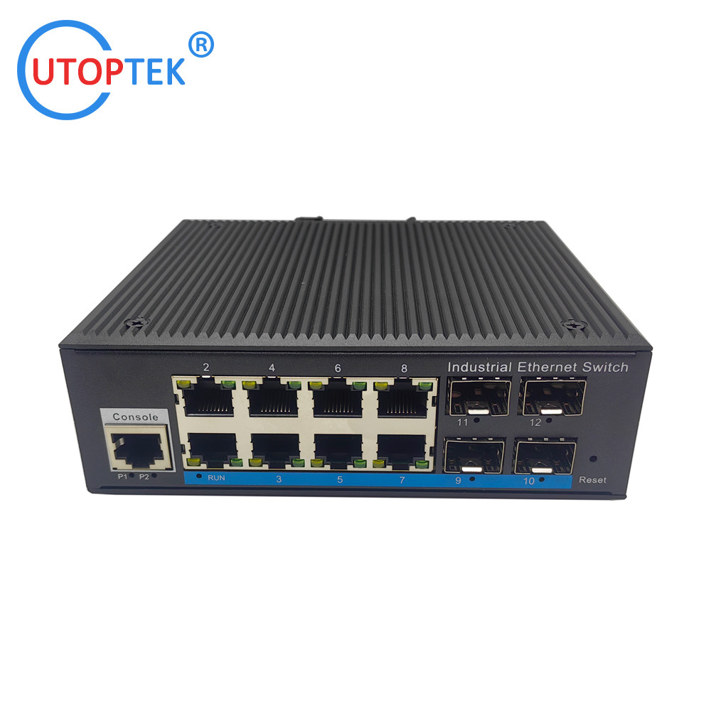 L2 Managed Industrial 4x1000M SFP port +4x10/100/1000M RJ45 POE port +1xConsole port, DIN Rail,-40 ~+85 ℃