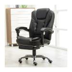 PU 3 Years After-sales Cycle Black Leather Office Chair with Footrest and Wide