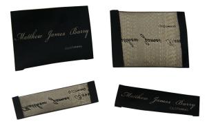 Quality Black 30D yarn printed clothing labels , durable woven clothes labels wholesale