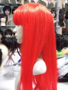 Quality Red Colored Silky Straight Bang Human Hair Synthetic Full Lace Wigs For Women wholesale